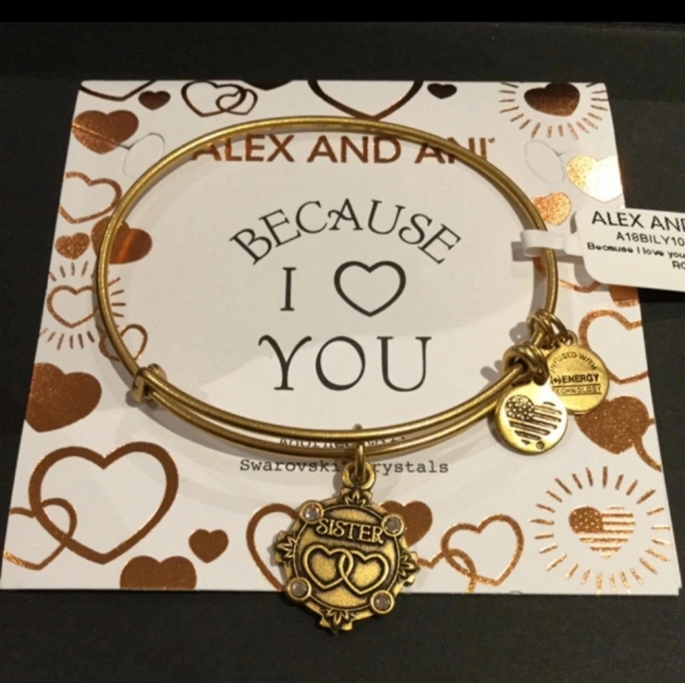 Alex and Ani Because I Love You Sister Gold Bangle
